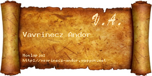 Vavrinecz Andor névjegykártya