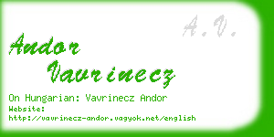 andor vavrinecz business card